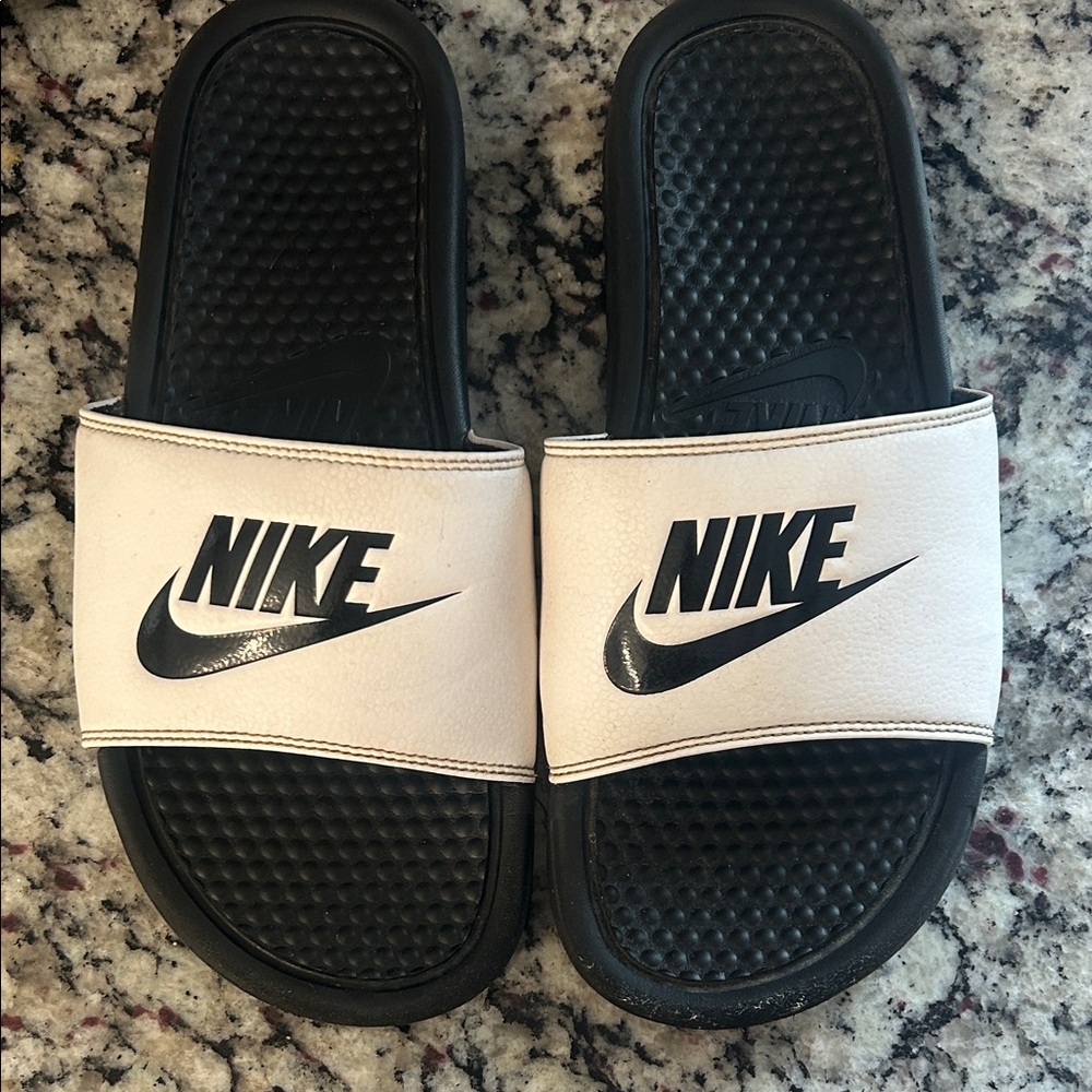 Nike Black and White Slide Sandals